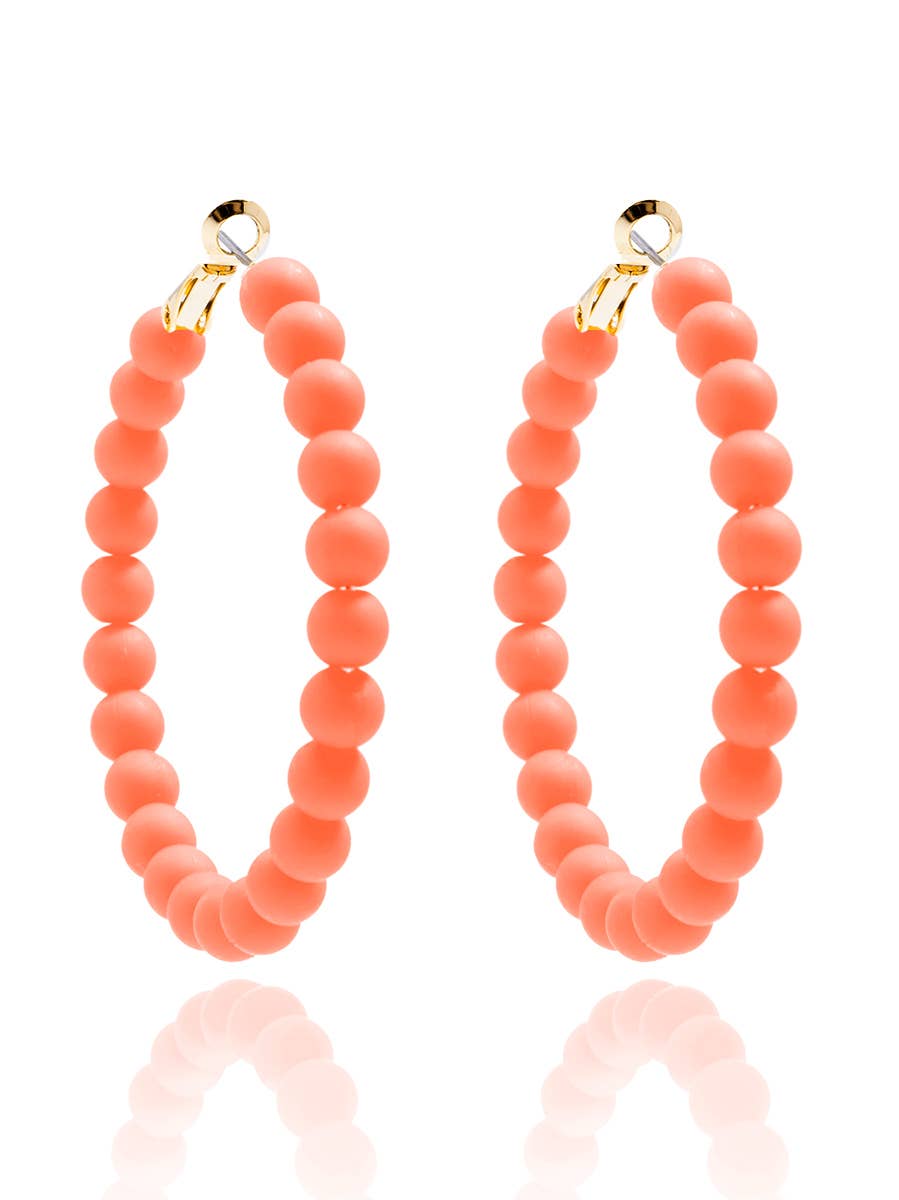 Emerald Matte Beaded Hoop Earring
