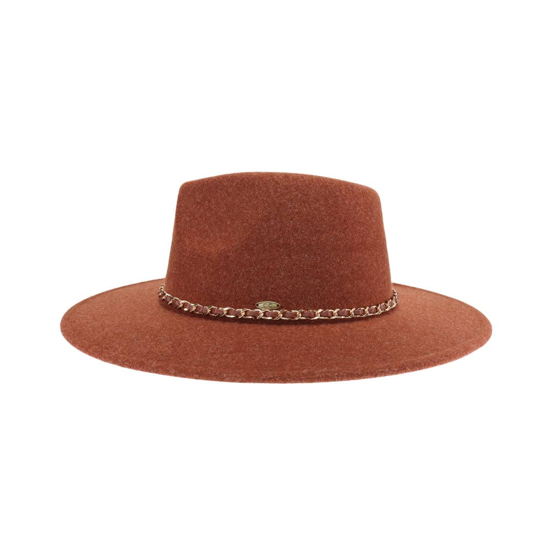 Heather Charcoal Chain Trim Band C.C Vegan Fabric Hat