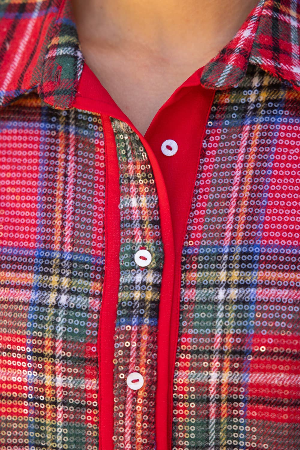 Merry & Bright Plaid Sequin Dress