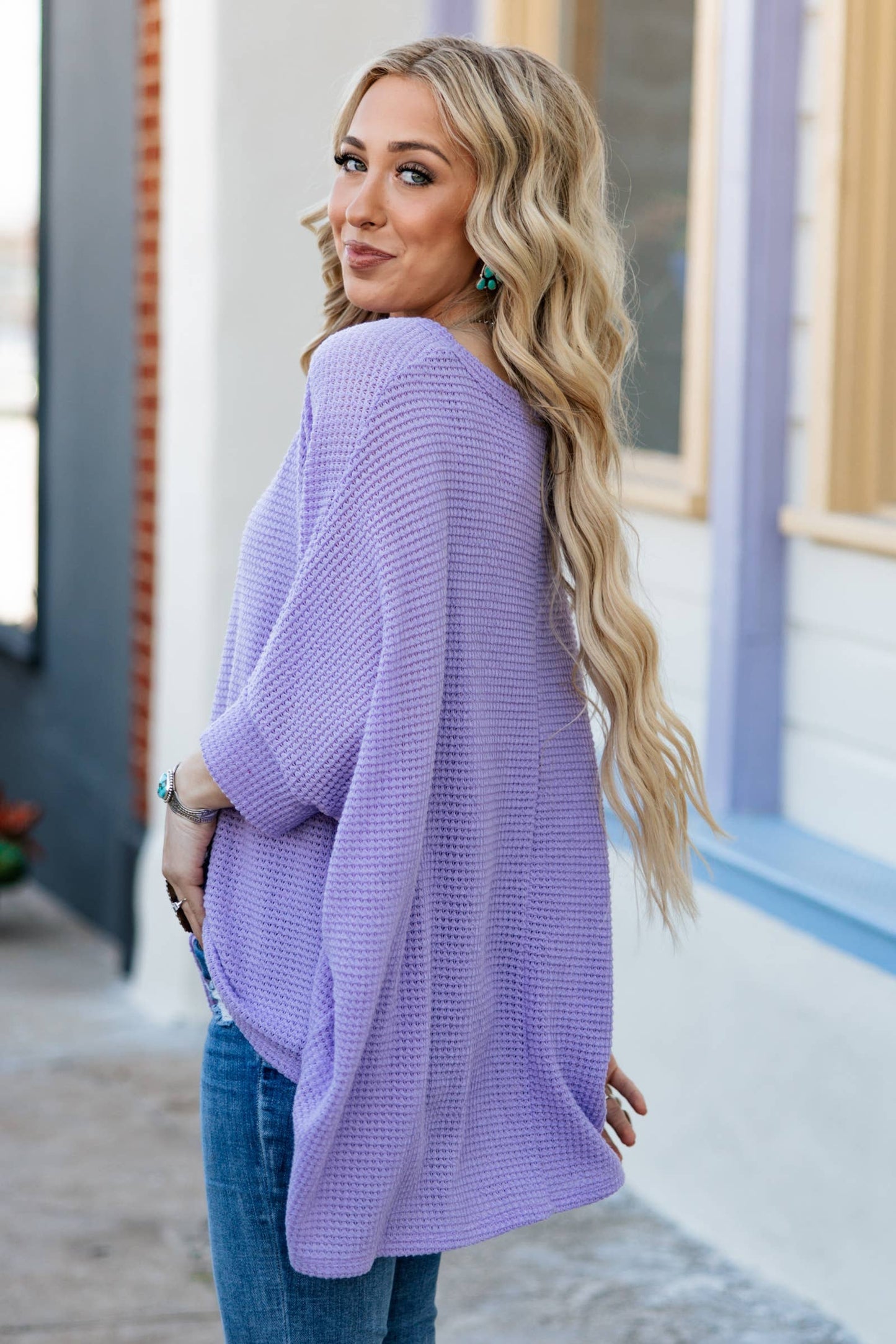 Crochet Oversized Relaxed Fit Poncho Top: NAVY / S/M