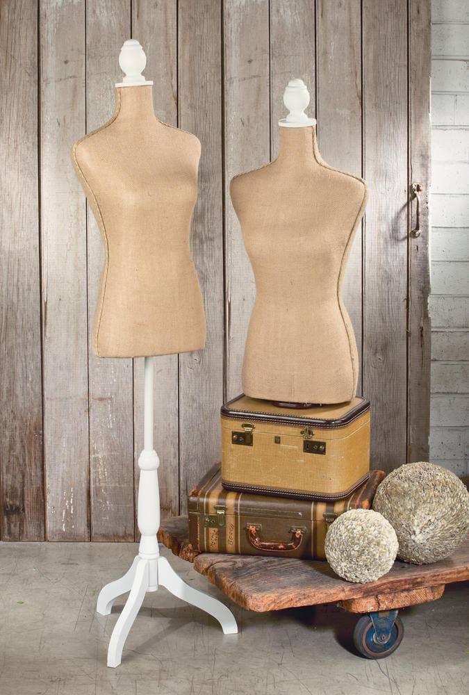 Linen & Burlap Floor or Tabletop Body Forms - Fiberglass: Cream / Tabletop