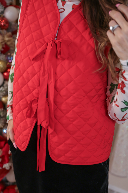 The Cozy Quilted Bow Vest