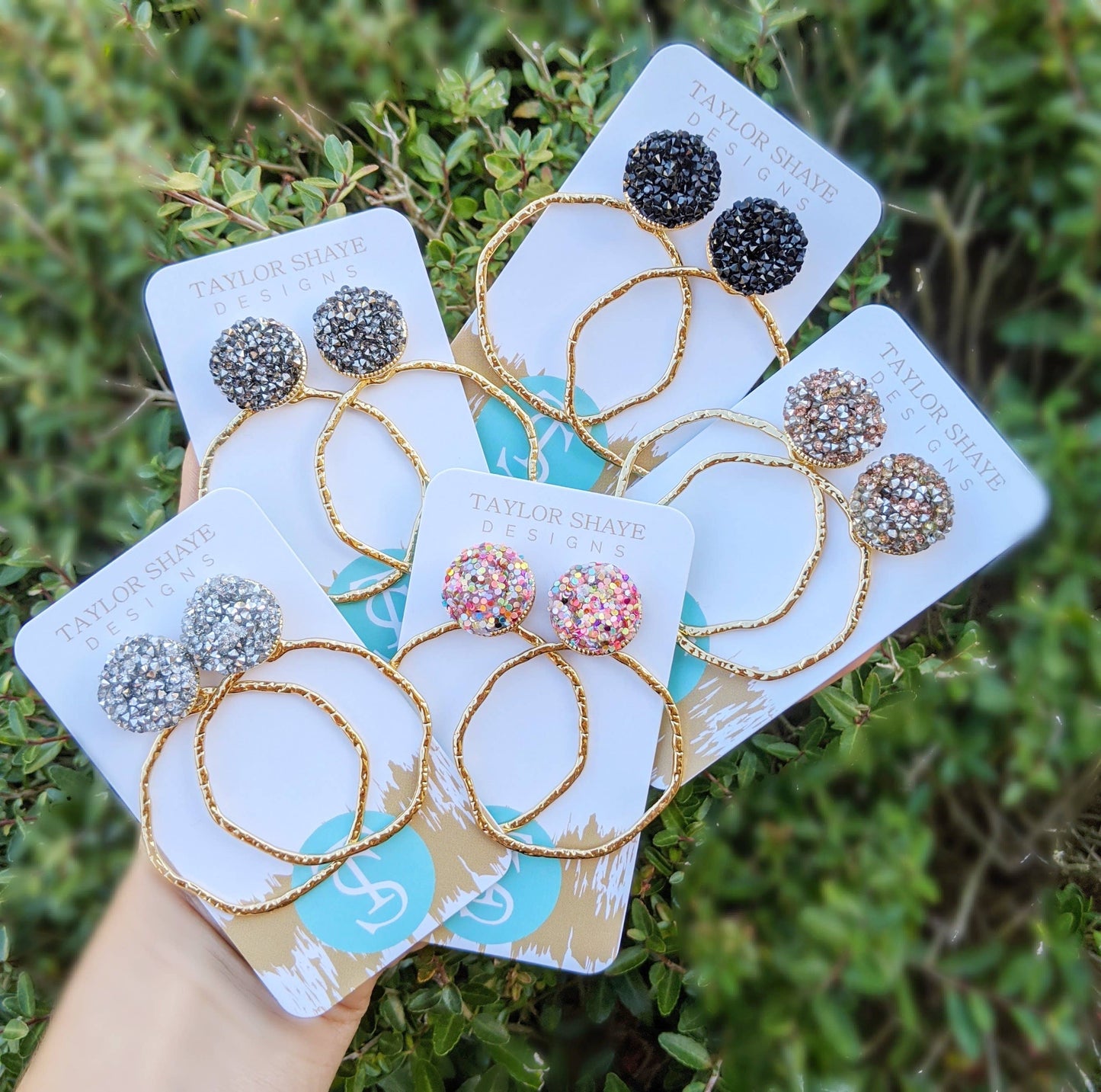 Rainbow Glitter Top Hoops