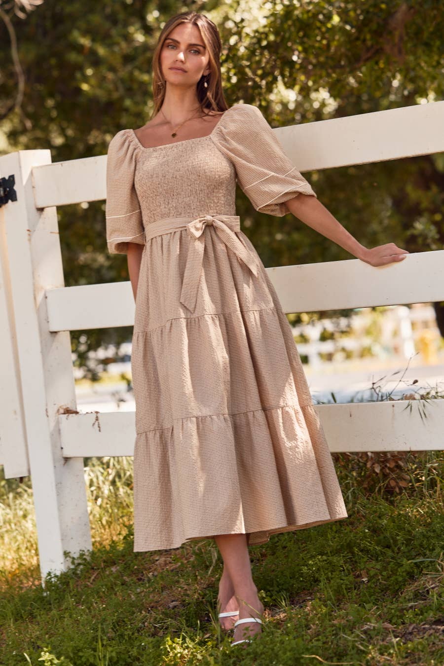 Textured Midi Dress: Linen / S