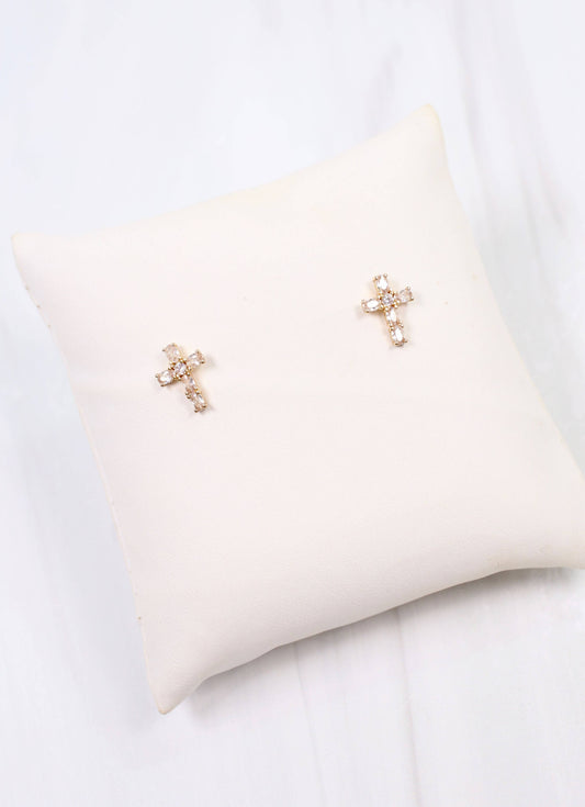 Jedediah CZ Cross Earrings