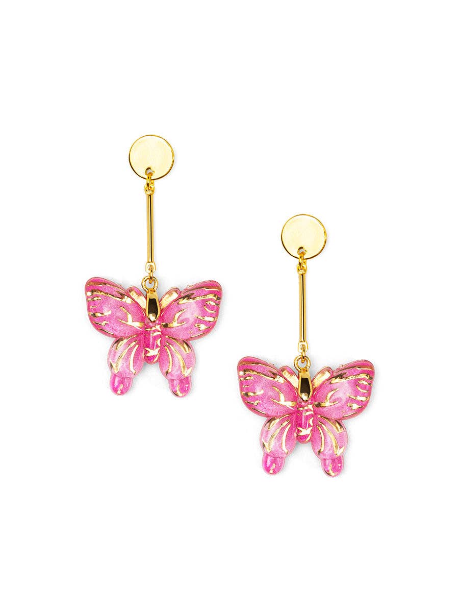 Hot Pink Butterfly Drop Earring