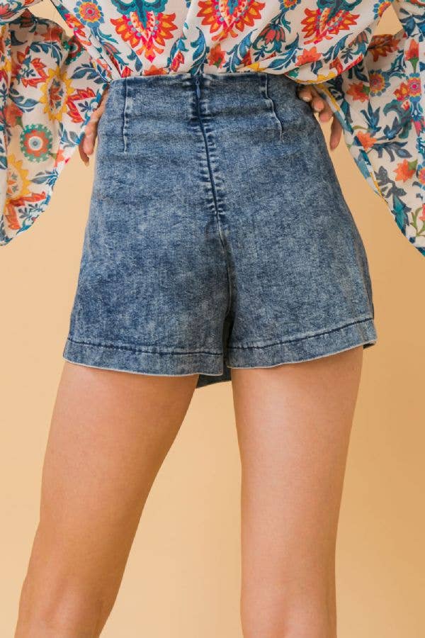 Denim Acid Wash Skort