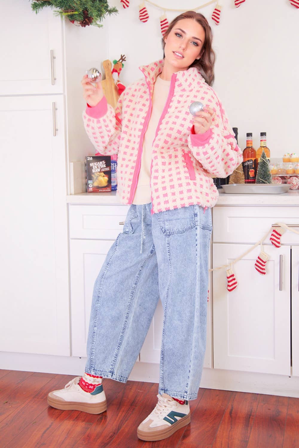 💖 Sweetheart Check Fleece – Pink