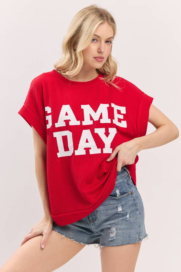 Game Day Ribbed Knit Top