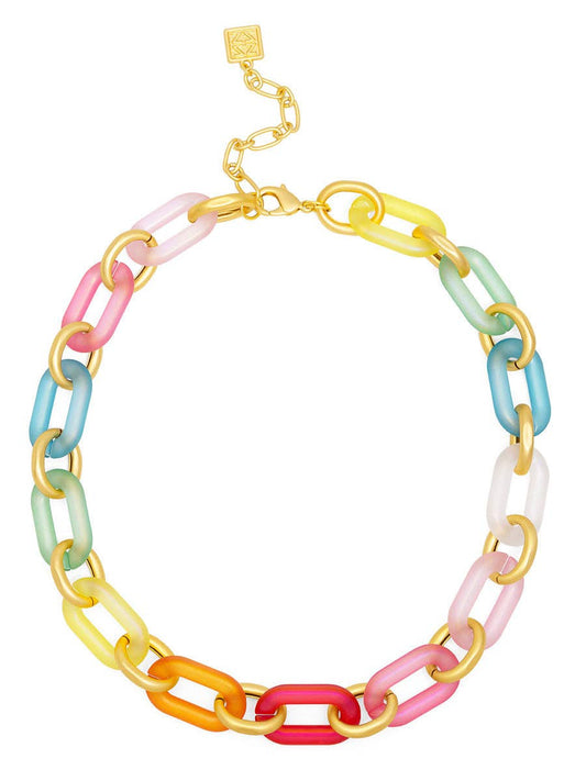 Multi-Color Resin Oval Links Collar Necklace