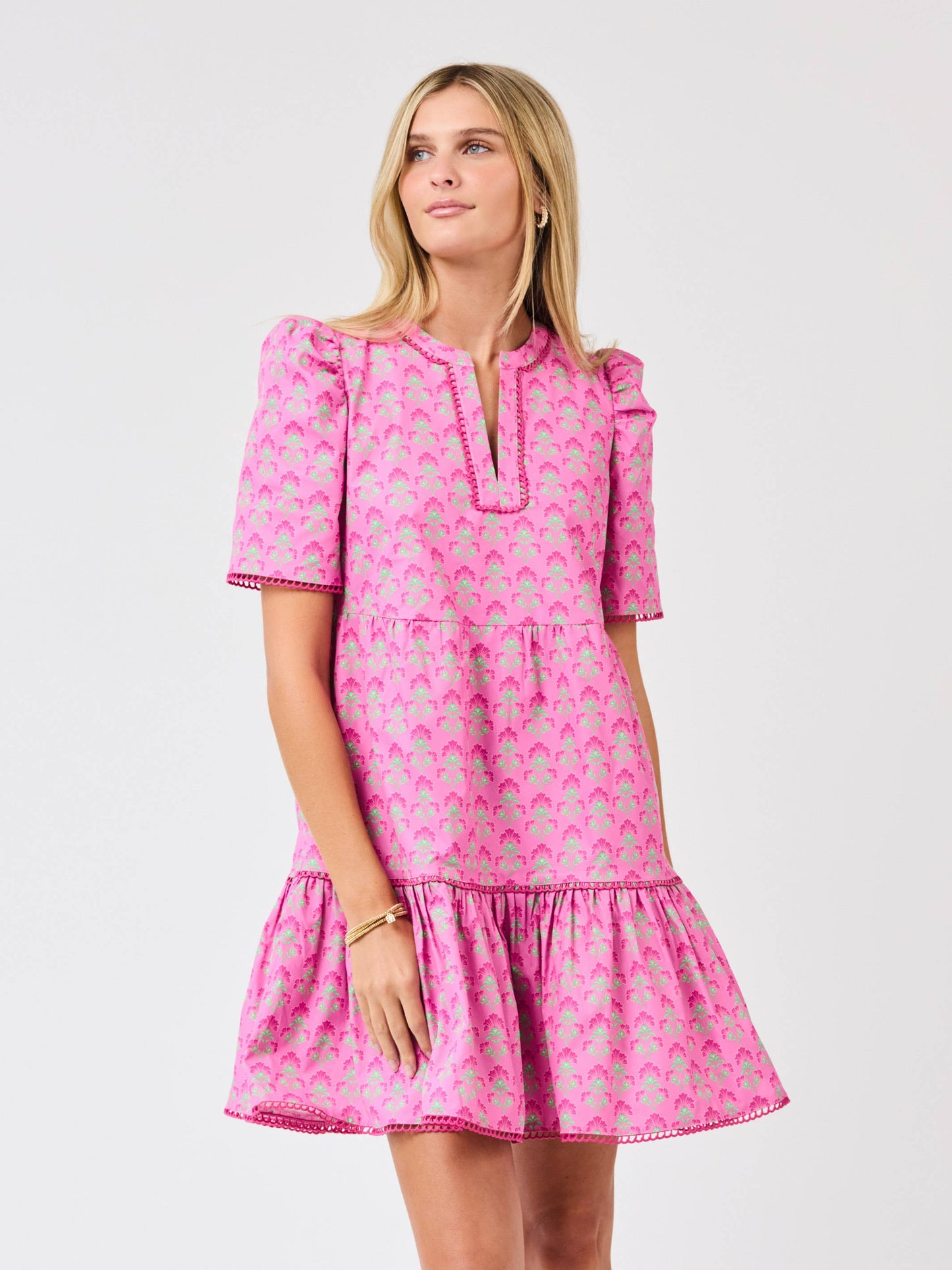 Adelyn Dress/ Deco Lilies Fuchsia by Mary Square