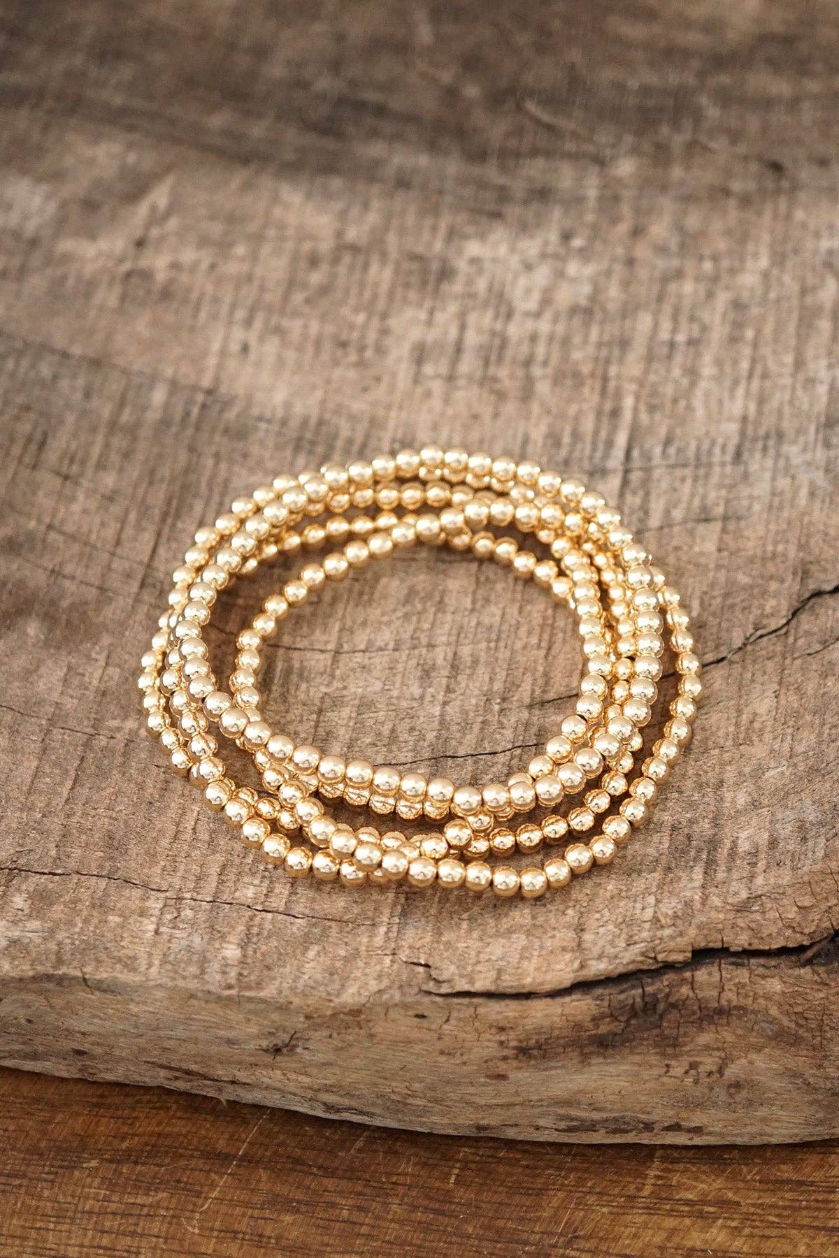 Gold tone Small Beaded Bracelet Set of 5