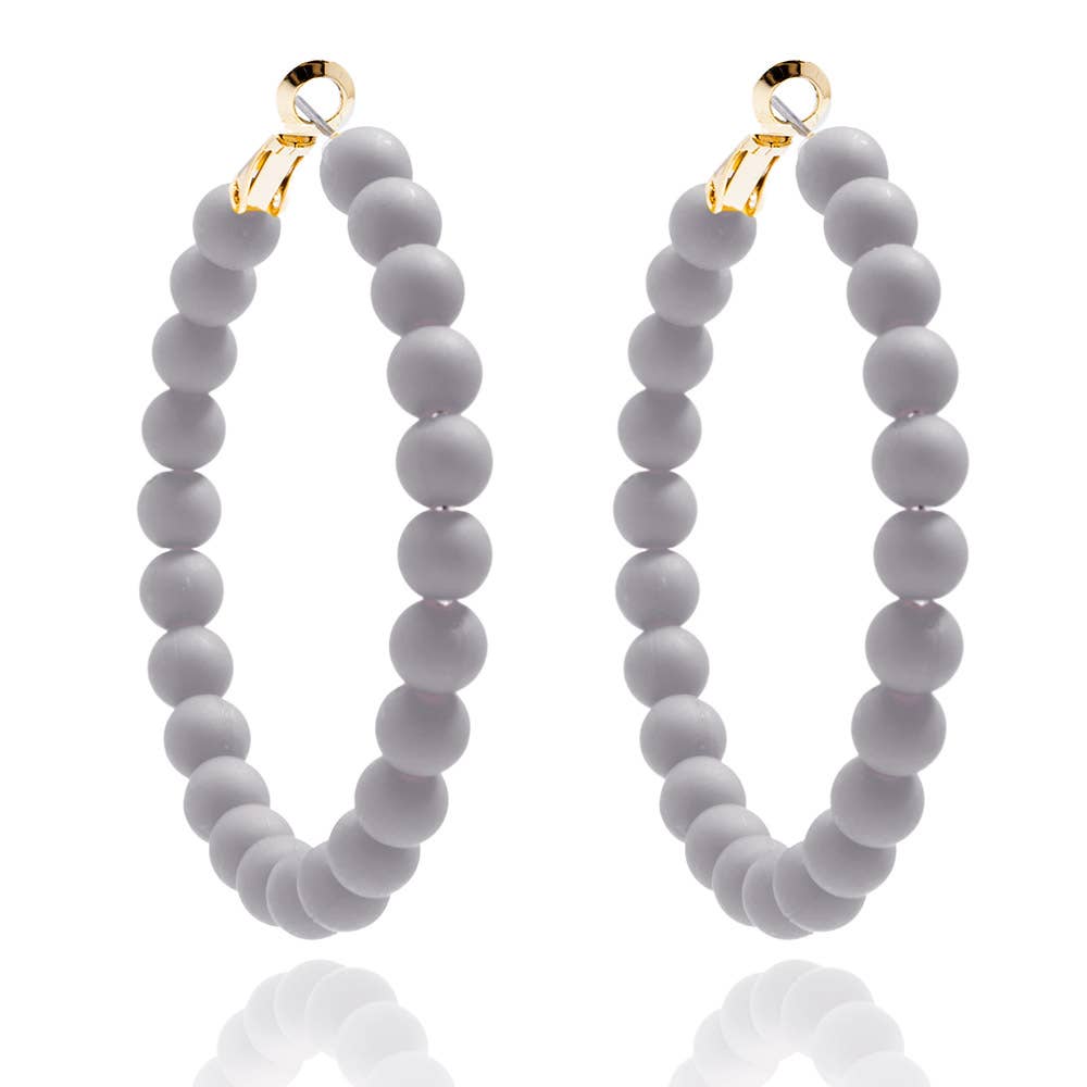 Emerald Matte Beaded Hoop Earring
