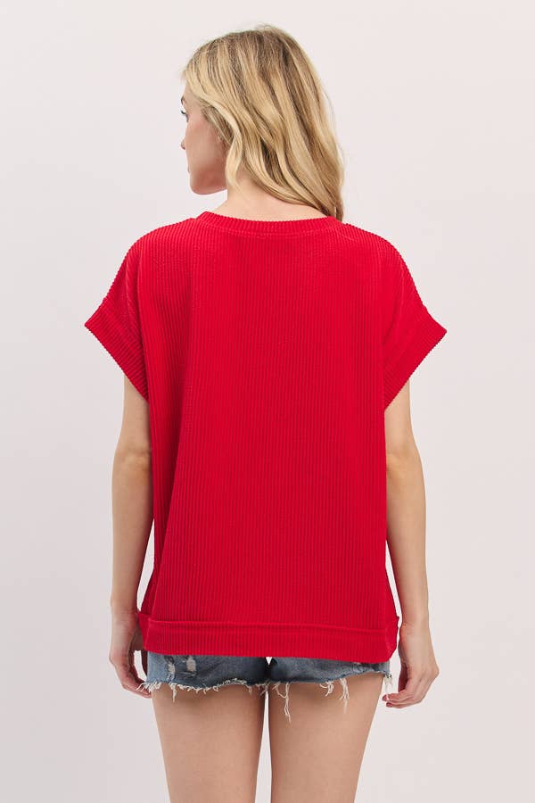 Game Day Ribbed Knit Top