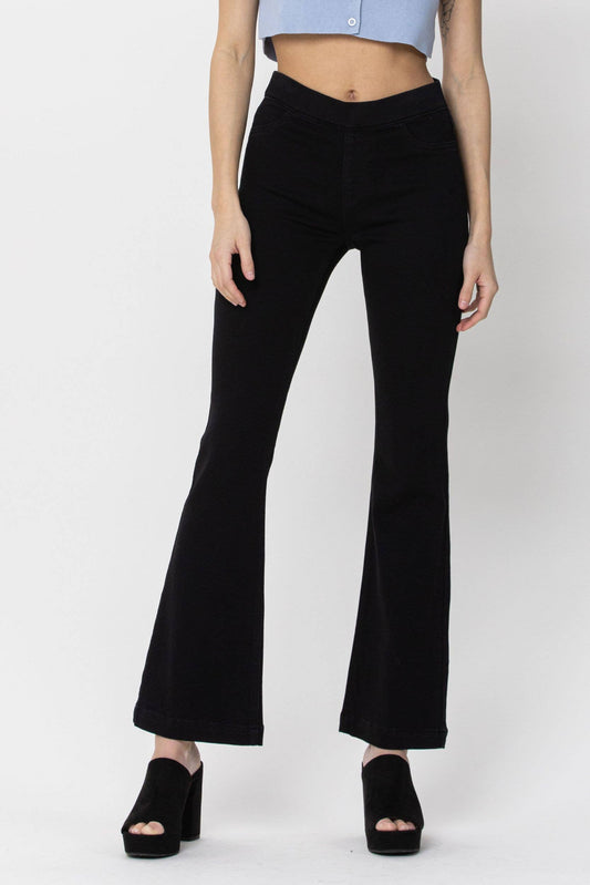 Cello Black Petite Flare Jeans