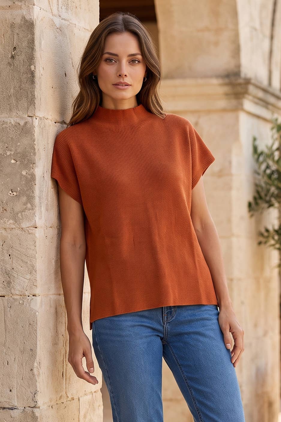 Transitional Mock Neck Sweater: Bubblegum / S