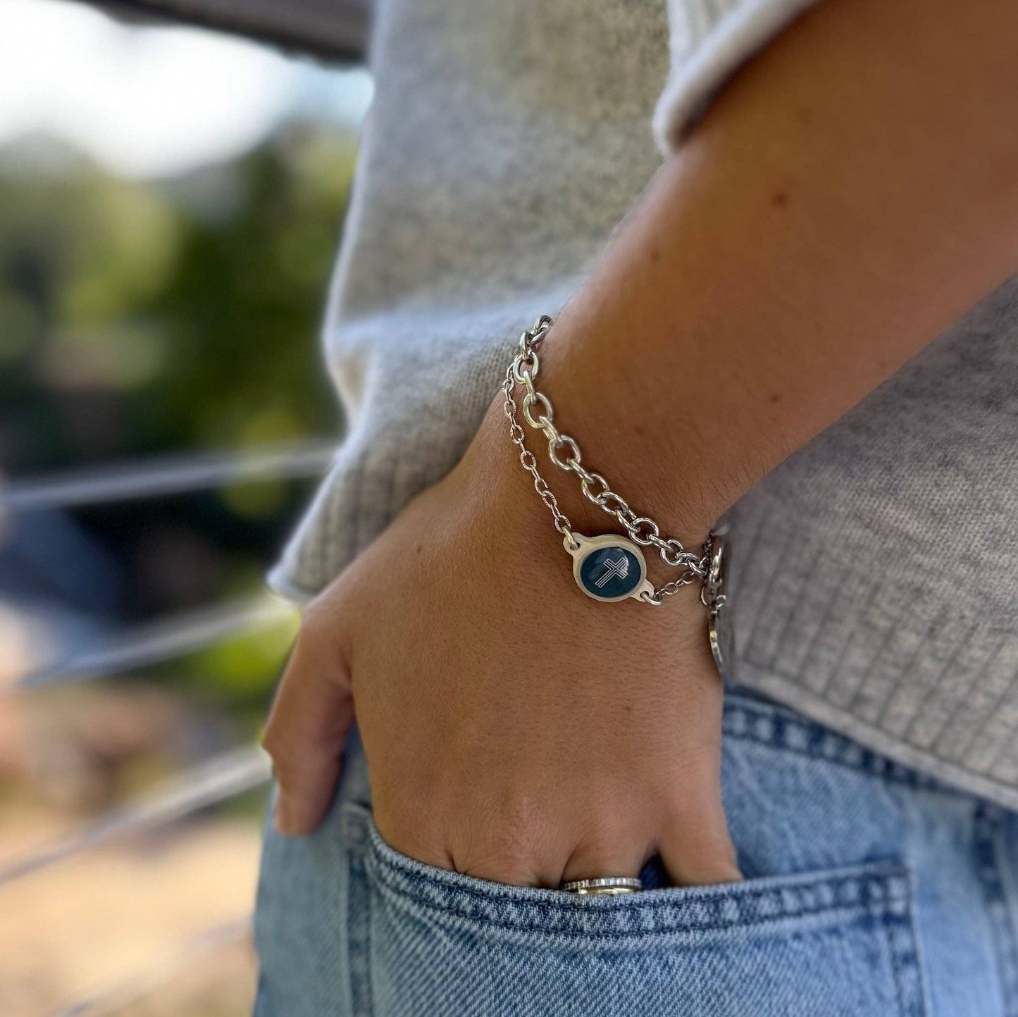 Tap To Pray® Survivor Series Bracelet: 14K Gold-Plated + Vanilla Cross