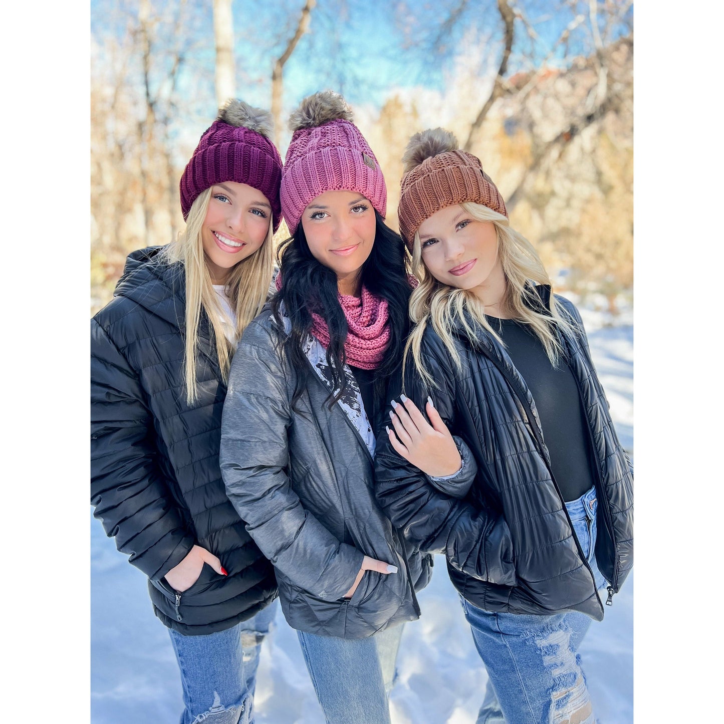 Lemonade Fuzzy Lined Fur Pom CC Beanie