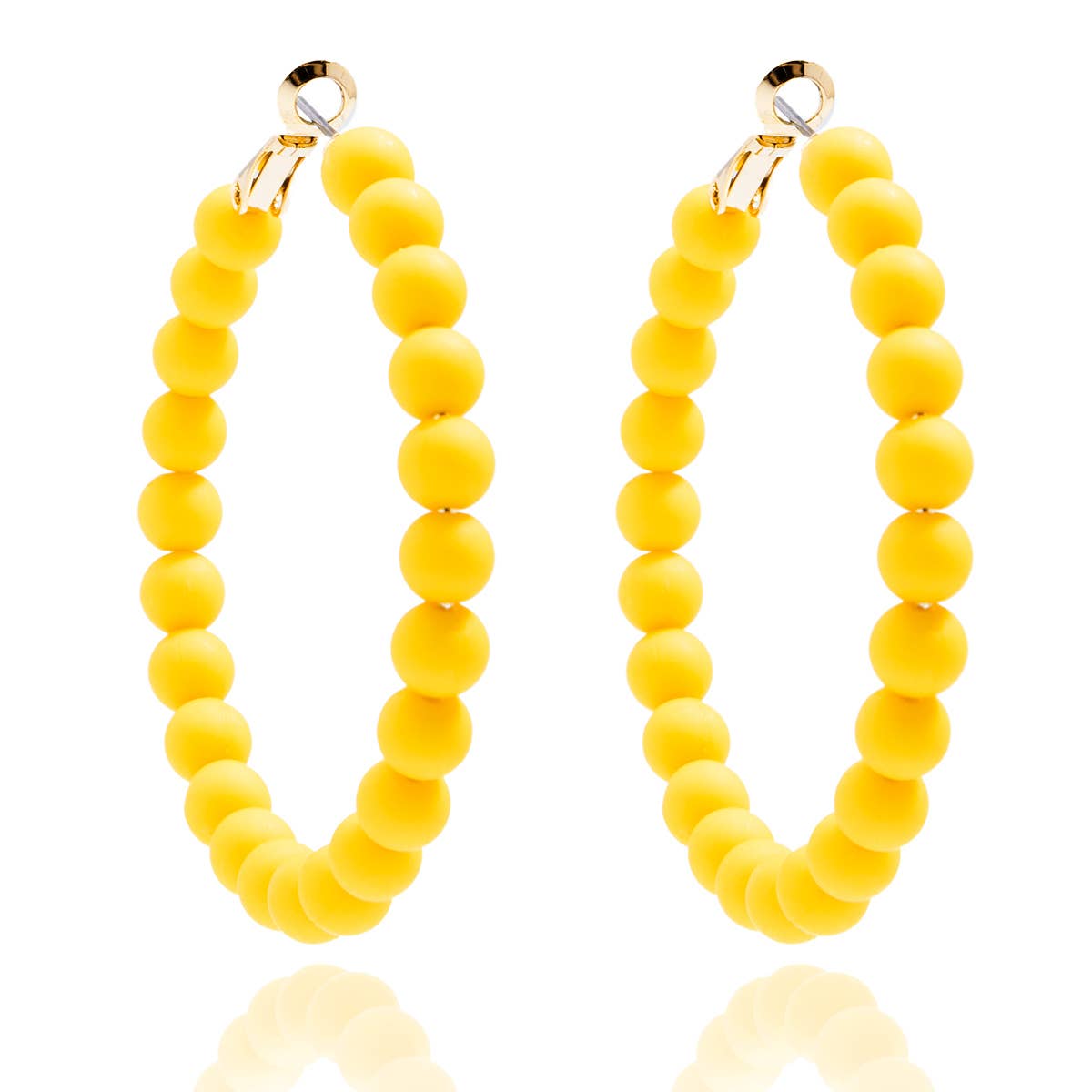 Emerald Matte Beaded Hoop Earring
