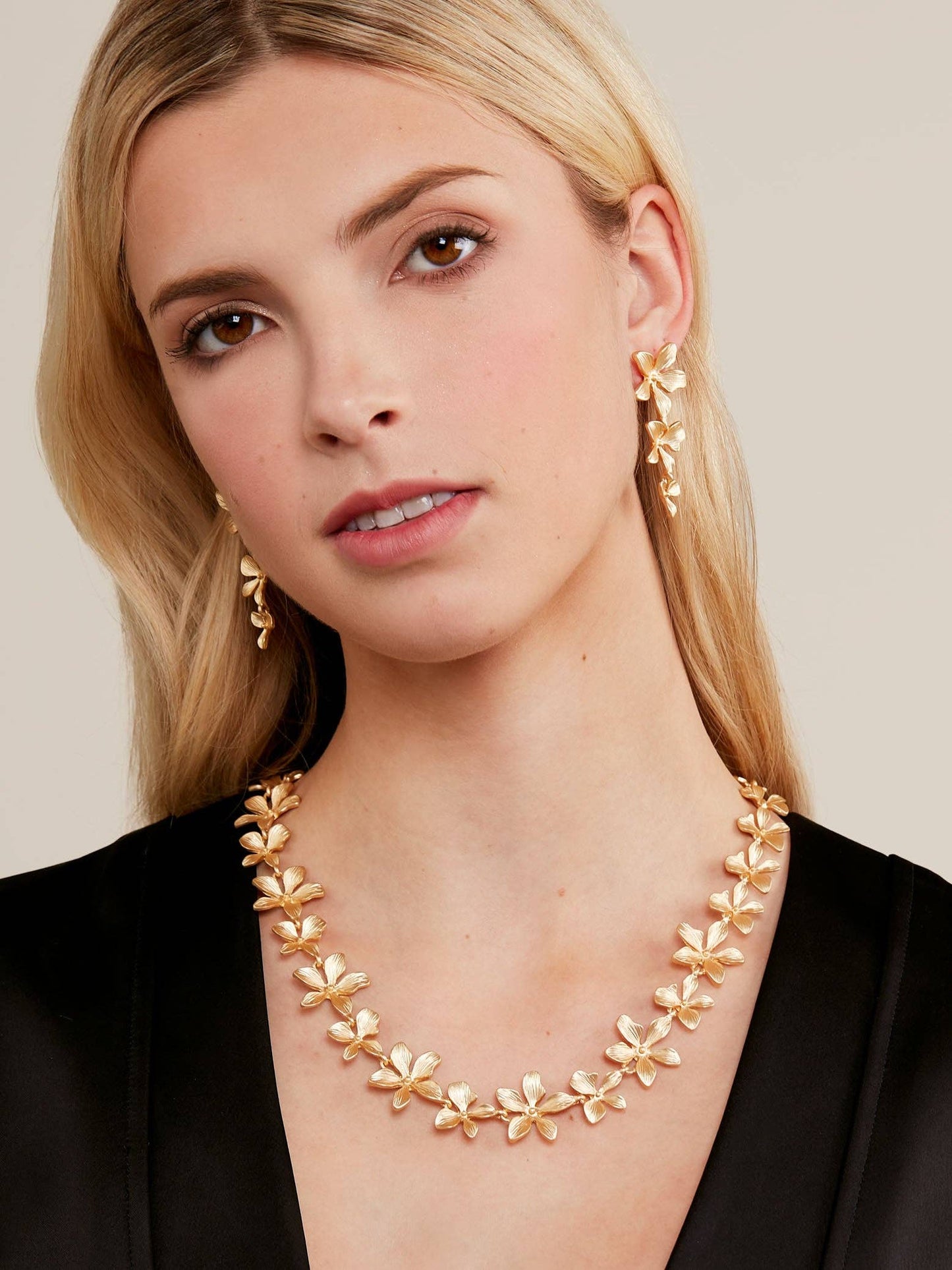 Triple Metal Flower Drop Earring: MG