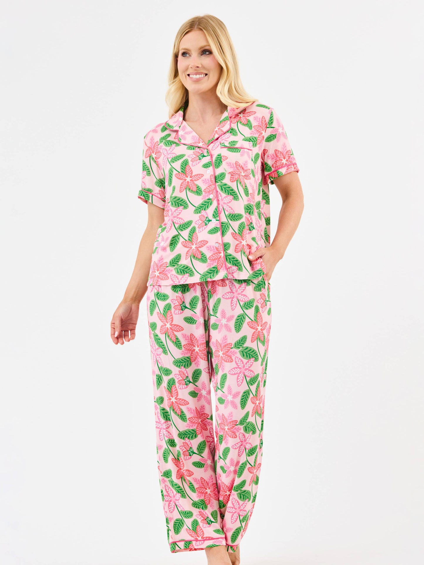 Women's Charlotte Pajama Pants Set  | Island Muse Pink: XS