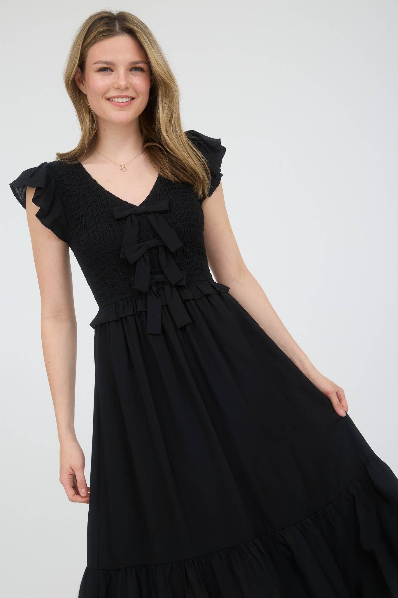 Midnight Muse Bow-Front Dress