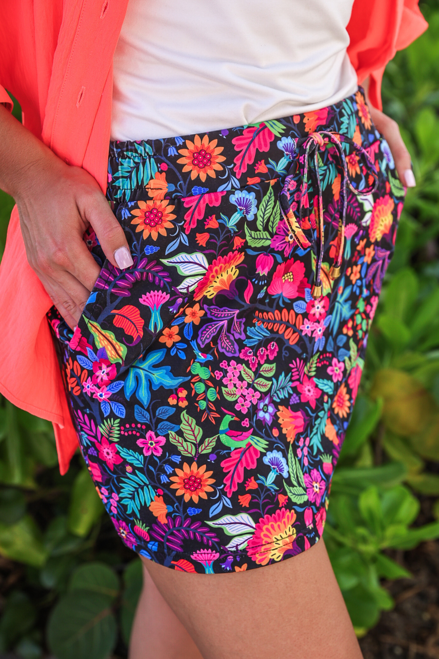 Fiesta Time Floral Skort/Black