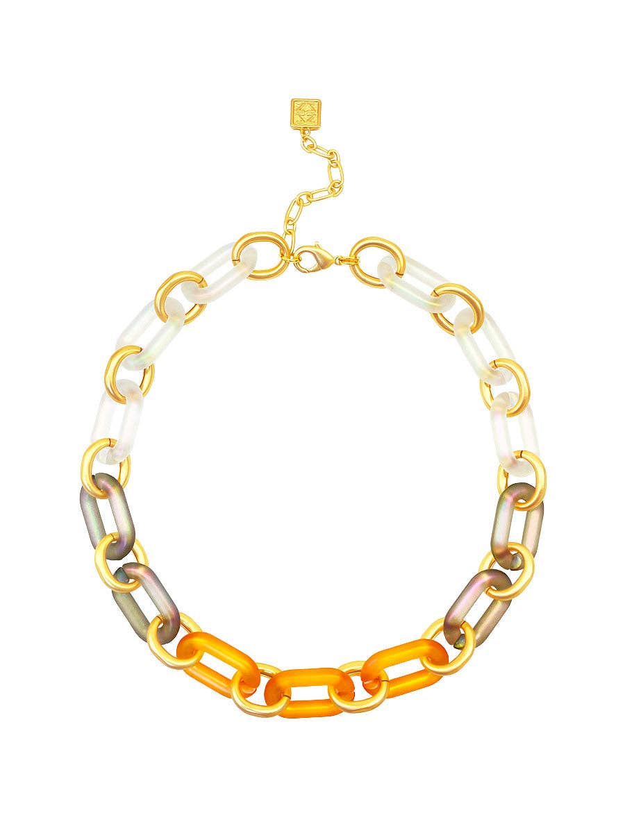 Multi-Color Resin Oval Links Collar Necklace: MLT