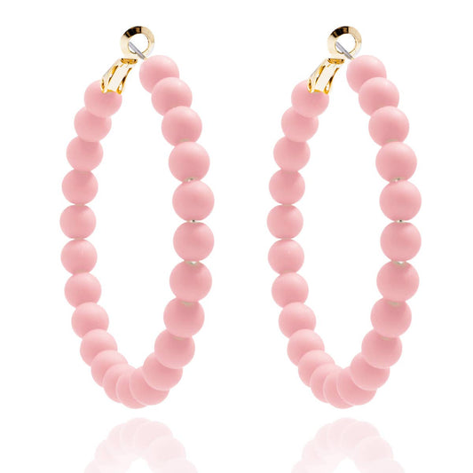 Rose Matte Beaded Hoop Earring