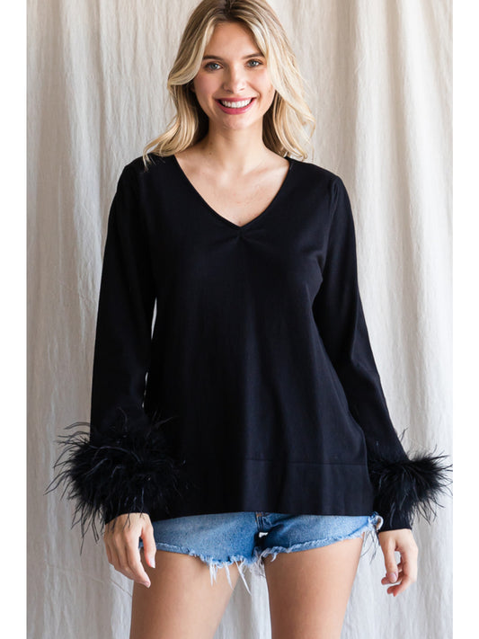 Get Your Sassy On Black V-neck Top